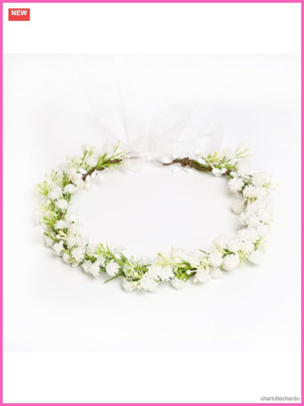 Handmade White Flower Crown Green Leaf Headband Fairy Hair Wreath for Girls